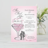 Invitation Martini Coeurs Fiançailles rose (Debout devant)