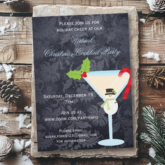 Invitation Martini de cocktail de Noël virtuel