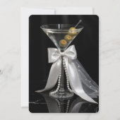 Invitation Martini de douche de mariée avec voile et perles (Devant)