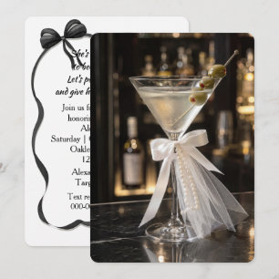 Invitation Martini de douche de mariée avec voile et perles