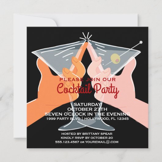 Invitation Martini élégants de cocktail (Devant)