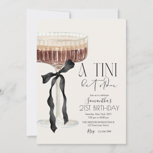 Invitation Martini Espresso Tini Bit Bow Plus Anci (Devant)