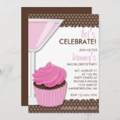 Invitation Martini et petit gâteau Bachelorette (Devant / Derrière)