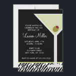 Invitation Martini et Zebra<br><div class="desc">Commencez votre fête d'anniversaire en envoyant ces invitations chic à la fête avec un martini sur un arrière - plan zèbre.</div>