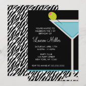 Invitation Martini et zèbre turquoise (Devant / Derrière)