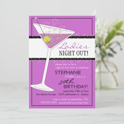 Invitation Martini fête d'anniversaire Dames Night Out (Debout devant)