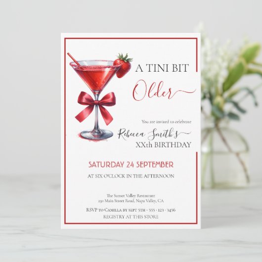 Invitation Martini fraise 'Un tini un peu plus vieux (Debout devant)