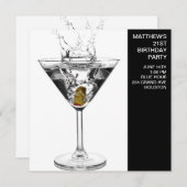 Invitation Martini Glass signifie fête d'anniversaire (Devant / Derrière)