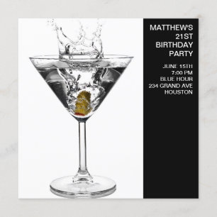 Invitation Martini Glass signifie fête d'anniversaire