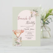 Invitation Martini Heart Boho Fleurs Brunch & Bubbly (Debout devant)