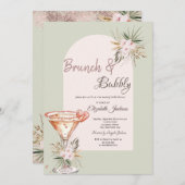 Invitation Martini Heart Boho Fleurs Brunch & Bubbly (Devant / Derrière)