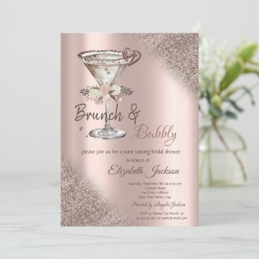 Invitation Martini Heart Parties scintillant Bokeh Brunch & B (Debout devant)