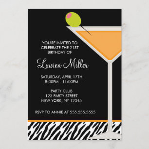 Invitation Martini orange et zèbre