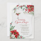Invitation Martini Poinsettia Red Holiday Open House (Devant)