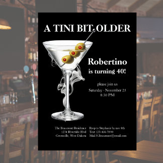 Invitation Martini pour homme un peu plus âgé 40 ans Annivers