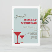 Invitation Martini rétro à la menthe rouge Noël (Debout devant)