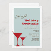 Invitation Martini rétro à la menthe rouge Noël (Devant / Derrière)