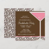 Invitation Martini rose et motif zèbre Brown (Devant / Derrière)