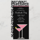 Invitation Martini rose et zèbre (Devant / Derrière)