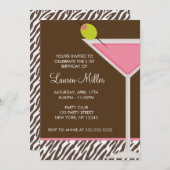 Invitation Martini rose et zèbre (Devant / Derrière)