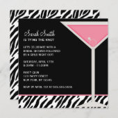 Invitation Martini rose et zèbre (Devant / Derrière)