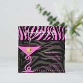 Invitation Martini rose Zebra/rose Bachelorette Party (Debout devant)