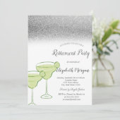 Invitation Martini Silver Glitter Bokeh Vert Retraite (Debout devant)