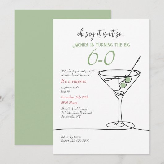 Invitation Martini Simple (Devant / Derrière)