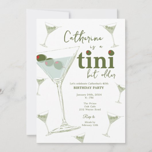 Invitation Martini Theme Party numérique et imprimable (Devant)