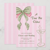 Invitation Martini Tini Bit Anniversaire Adulte Bow Anniversa (Devant / Derrière)