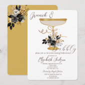 Invitation Martini Verre Rose Noir Brunch & Bubbly (Devant / Derrière)