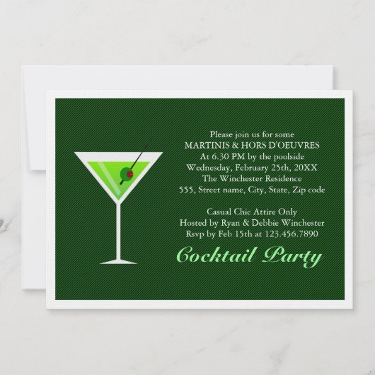 Invitation Martini vert (Devant)