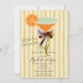 Invitation Martini Yellow Stripes Bow Bridal Shower (Devant)