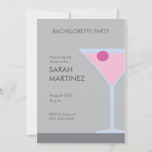 Invitation martinipink, Honoring the Bride to be..., Augus... (Devant)