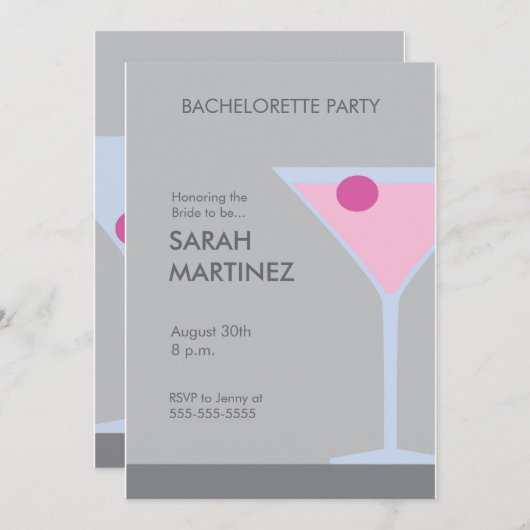 Invitation martinipink, Honoring the Bride to be..., Augus... (Devant / Derrière)