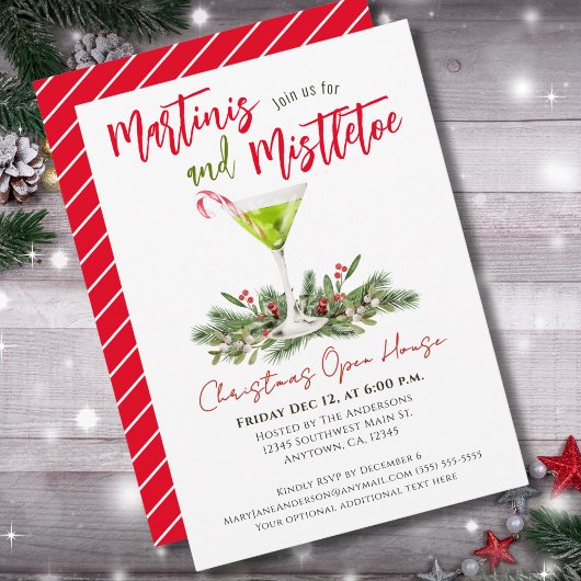 Invitation Martinis et Gui de Noël Maison Ouverte