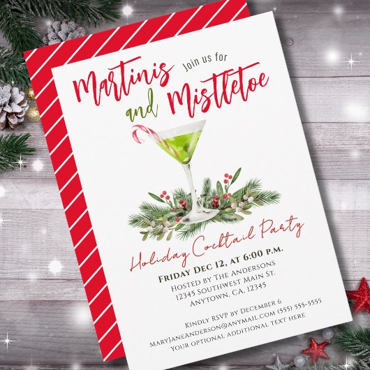 Invitation Martinis et Gui Fête de Cocktail de Fêtes