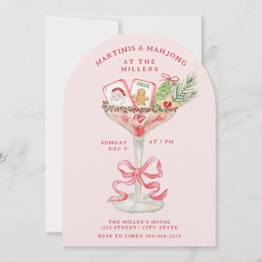 Invitation Martinis et Mahjong de Noël (Devant)