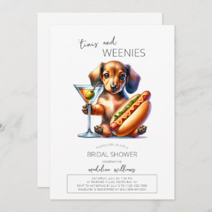 Invitation Martinis et Weenies Fête des mariées Dachshund