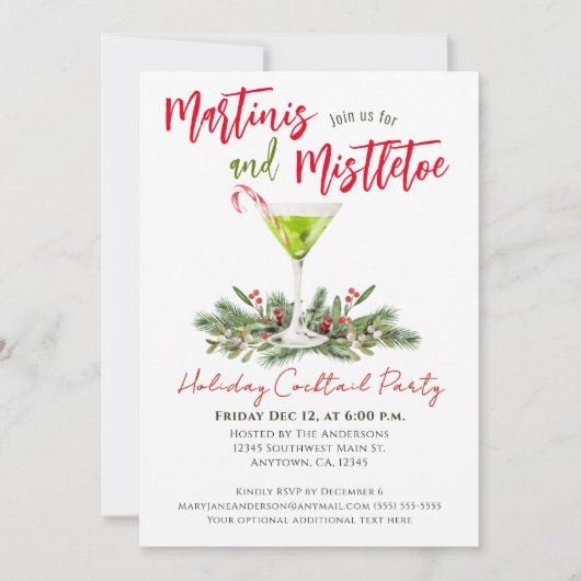Invitation Martinis & Mistletoe Holiday Cocktail Party (Devant)