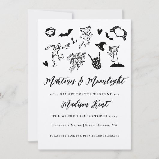 Invitation Martinis & Moonlight Spooky Bachelorette Weekend (Devant)