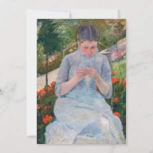 Invitation Mary Cassatt - Jeune fille cousant dans un jardin