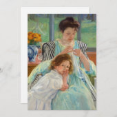 Invitation Mary Cassatt - Jeune mère coudre (Devant / Derrière)