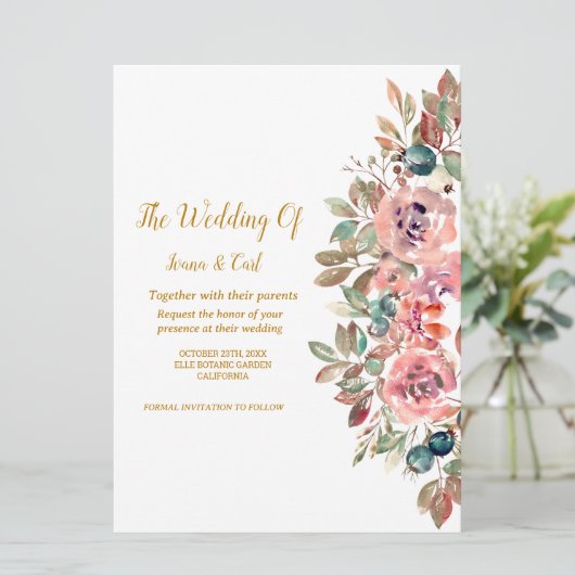 Invitation MARY Rose couleur d'eau Emerald Mariage vert (Debout devant)