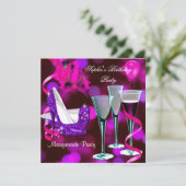 Invitation Mascarade Anniversaire Fête Purple Pink Stiletto (Debout devant)