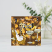Invitation Mascarade Anniversaire Gold Stiletto Champagne 2 (Debout devant)