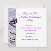 Invitation Mascarade Anniversaire Masque Fête Martini rose (Dos)