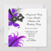 Invitation Mascarade Anniversaire Purple Masque Blanc Noir (Dos)