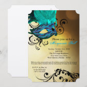 Invitation Mascarade Aqua Masquerade Masque Masque Costume Ha (Devant / Derrière)