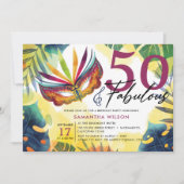 Invitation Mascarade aquarelle 50e fête d'anniversaire (Devant)